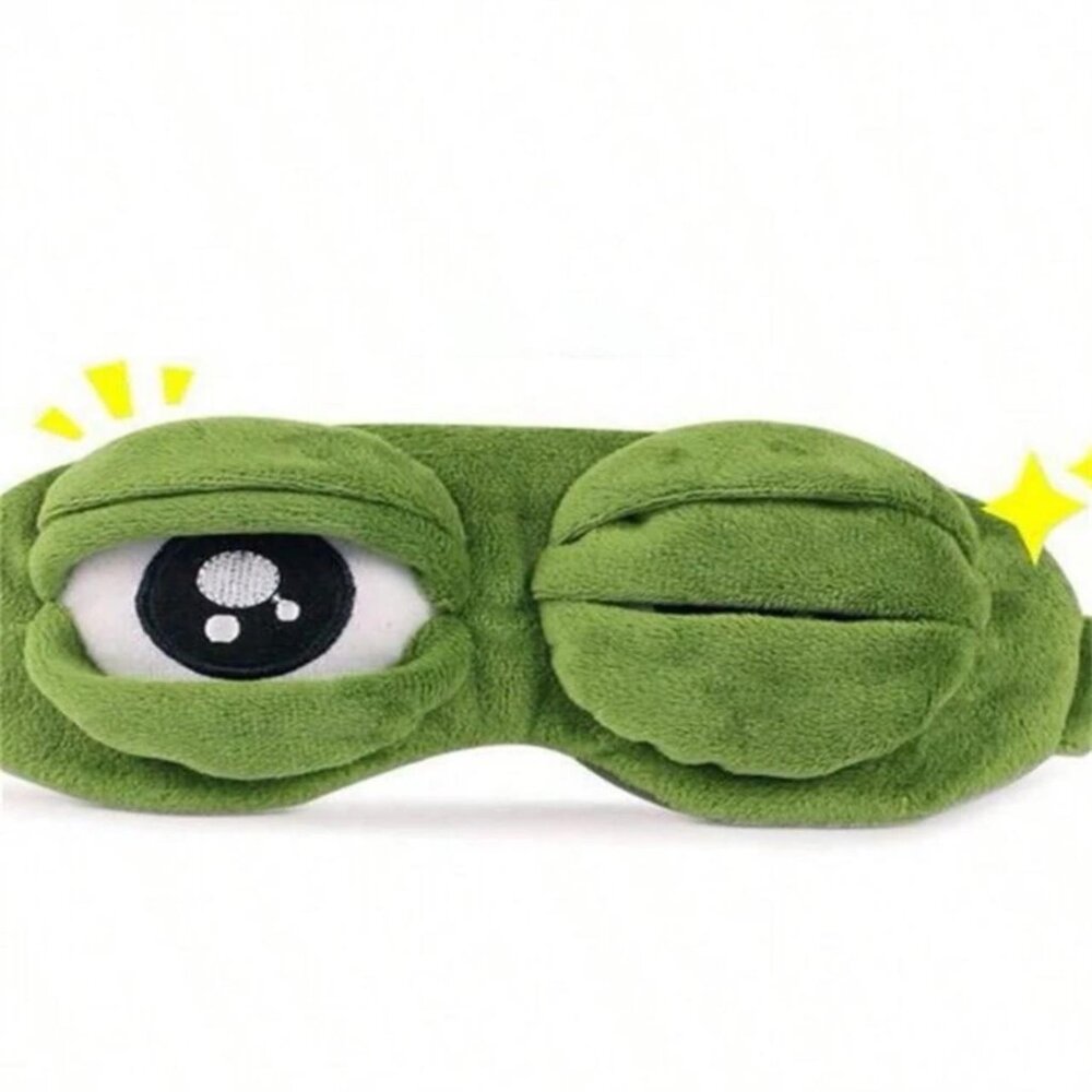 Funny Cartoon Frog Plush Soft & comfortable green sleeping eye mask NEW - Picture 5 of 5